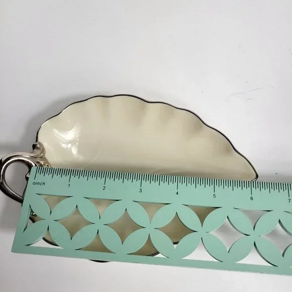 Lenox Candy Trinket Jewelry Dish Leaf With Silver Trim Vintage USA Home Decor - Picture 8 of 16